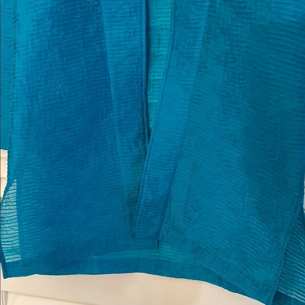 Chico's Vibrant Turquoise Pleated Open Slit Lightweight Jacket